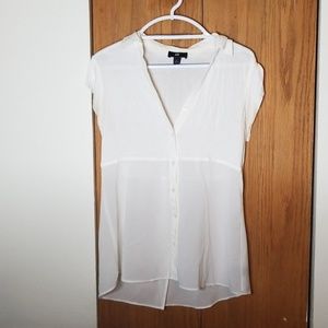 IZ Byer White Sheer Button-up Top